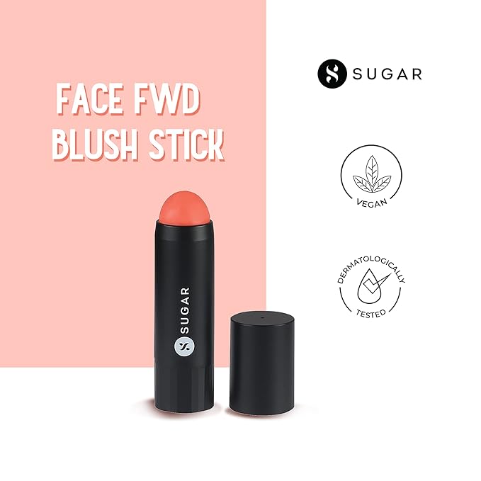 SUGAR Cosmetics - Face Fwd >> - Blush Stick - 01 Coral Climax (Bright Coral Blush) - Longlasting Formula, Lightweight Blush