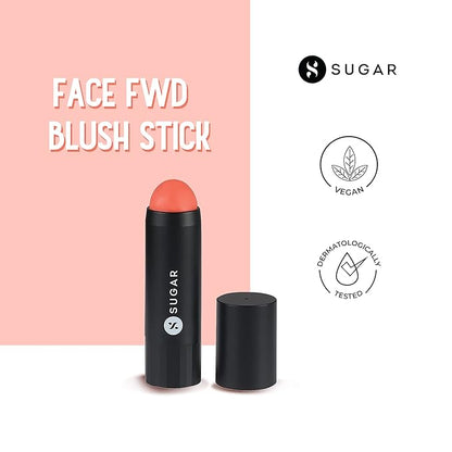 SUGAR Cosmetics - Face Fwd >> - Blush Stick - 01 Coral Climax (Bright Coral Blush) - Longlasting Formula, Lightweight Blush