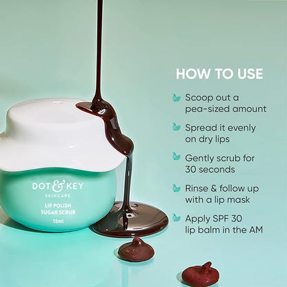 PACK OF 2  Dot & Key LIP POLISH Choco Mint Exfoliating Sugar Scrub, 15ml