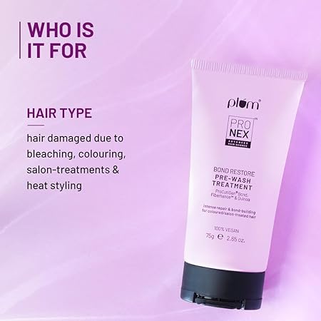 Plum ProNexTM Bond Restore Pre-Wash Treatment | With Patented Technology - Fiberhance®, ProCutiGen® Bond & Quinoa extract | Strengthens Damaged Hair Bonds, Deep Fiber Restoration