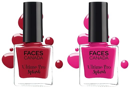 Faces Canada Splash Nail Enamel, Pink Flemenco 21, 8 ml & Faces Canada Splash Nail Enamel, Royal Ruby 24, 8 ml