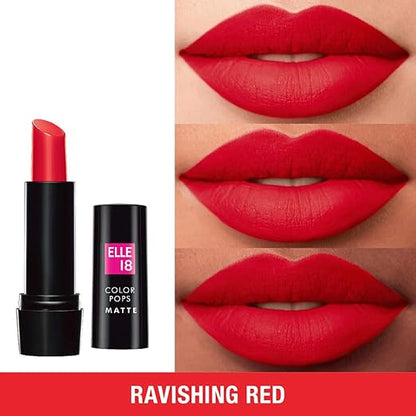 Elle18 Color Pops Matte Lipstick R37, Ravishing Red, 4.3 g