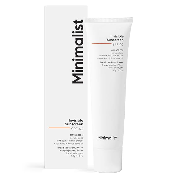 Minimalist SPF 40 Water Resistant Invisible Sunscreen Gel | Ultra Light Gel | Matte Finish | No White Cast | Sweat Resistant | PA+++ | With Tomato Extract, Squalane and Jojoba Seed Oil | For Women & Men | 50 gm