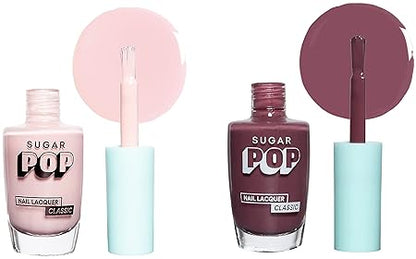 SUGAR POP Nail Lacquer - 01 Spring Bloom & 14 Berry Me – 10 ml - Dries in 45 seconds - Quick-drying, Chip-resistant, Long-lasting. Glossy high shine Nail Enamel/Polish for women.