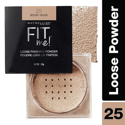 Maybelline New York Loose Finishing Powder, Controls Shine, Mineral Based Formula, Fit Me, 25 Medium, 20g