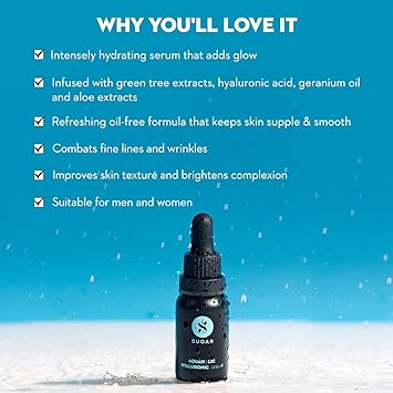 SUGAR Cosmetics - Aquaholic Hyaluronic Serum - Hydrating Serum Infused With Hydraulic Acid - For Firmer, Smoother and Plumper Looking Skin