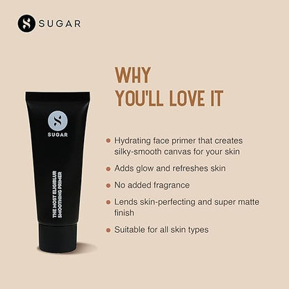 SUGAR Cosmetics - The Most Eligiblur - Smoothing Primer - Full Coverage Primer with Super Matte Finish, Cream Finish Primer, Suitable for All Skin Types