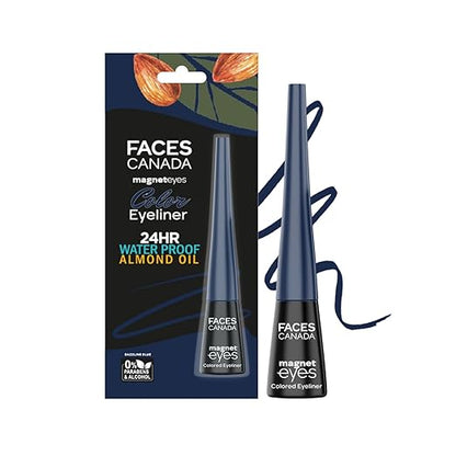 FACESCANADA Magneteyes Color Eyeliner - Dazzling Blue, 4 ml | Glossy Finish | 24HR Long-lasting | Waterproof | Smudgeproof | Precise Application | Intense Color Payoff | Almond Extract & Vitamin E