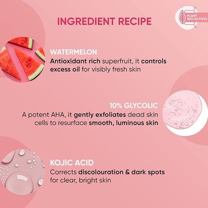 Dot & Key Watermelon 10% Glycolic Serum for Face Glowing, With KojicI | Targets Pigmentation & Dark Spots | Targets Dullness, Uneven Texture, Sebum & Excess Oil | Serum For Oily & Normal Skin | 30ml