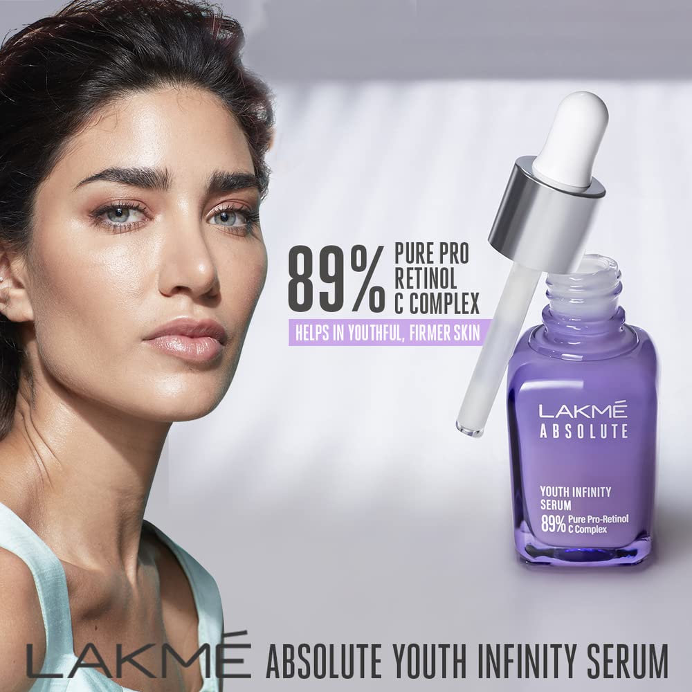 LAKMÉ Absolute Youth Infinity Skin Sculpting Face Serum with Niacinamide, Collagen Booster and Vitamin A for Anti-Ageing, Bright & Firm Skin, 30ml