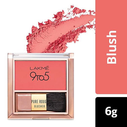 Lakme 9 To 5 Pure Rouge Blusher, Coral Punch, 6 g