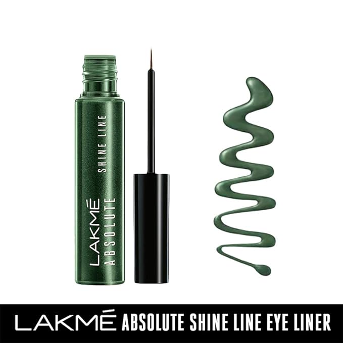 Lakme Absolute Shine Liquid Eyeliner, Sparkling Olive Green Eyeliner, 4.5ml, Smudge Proof and Glossy Finish Eyeliner, Shimmery Glitter Eyeliner