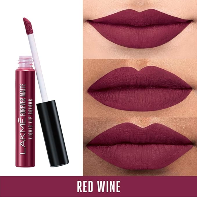 Lakme Forever Matte Liquid Lip Colour, Red Wine, 5.6 ml