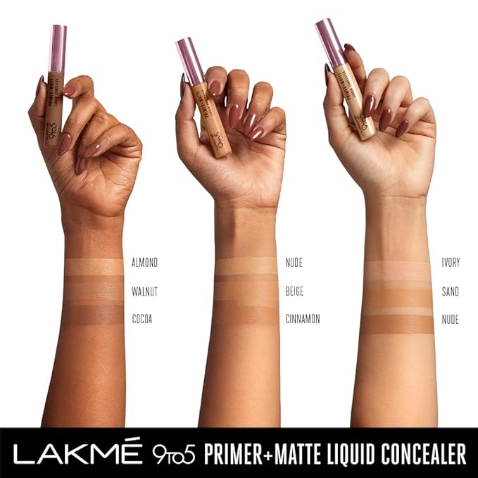 Lakme 9to5 Primer+Matte Liquid Concealer 16 Sand, 5.4 ml