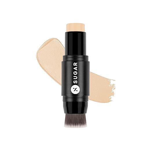 SUGAR Ace Of Face Foundation Stick with Brush | Lasts 24hrs | Full Coverage Foundation for Women | Panstick | Waterproof & Matte | 7gm (Mini)