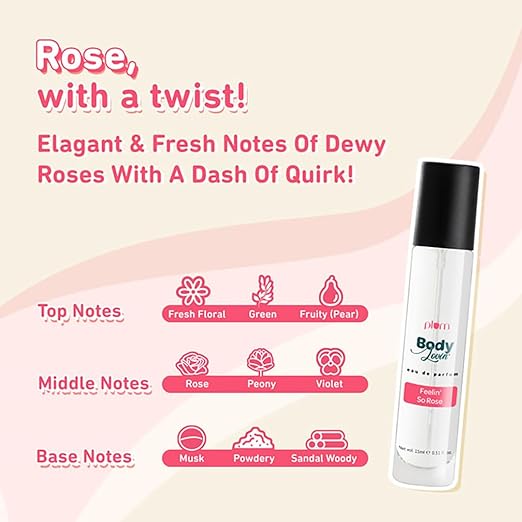 Plum BodyLovin' Feelin' So Rose Eau De Parfum| Long Lasting & Premium Musky Rose Fragrance | Luxury Perfume For Women | Fresh Floral, Rose & Musky Notes| Travel-Friendly | High On Fun (15 ml)