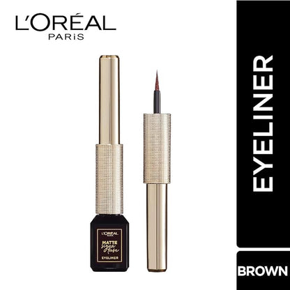 L'Oréal Paris Eye Liner, Ultra-Precise Tip, Waterproof, Fade-Proof and Smudge-proof, Matte Signature, Brown, 19g,