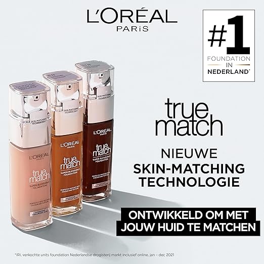 L'Oreal Paris True Match Super Blendable Liquid Foundation with Matte, Natural Finish (Golden Caramel 6.5D 6.5W, 30ml)