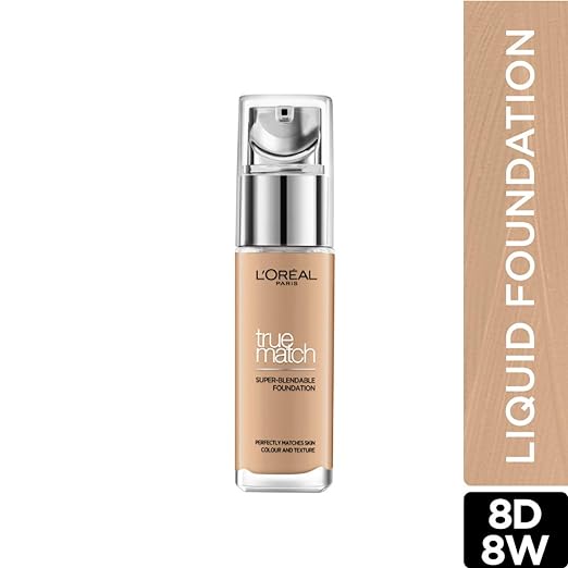 L'Oreal Paris True Match Super Blendable Matte, Natural Liquid Foundation - Golden Cappuccino 8D8W, 30ml