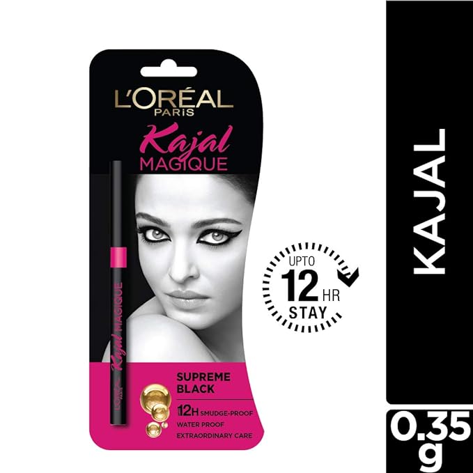 Pack of 2 L'Oreal Paris Magique Kajal, Black, 0.35g Matte Finish