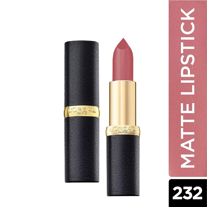 Roll over image to zoom in L'Oreal Paris Matte Lipstick, For Soft and Smooth Lips, Long-lasting Luxurious Colour, Color Riche Moist Matte, 232 Beige Couture, 3.7g