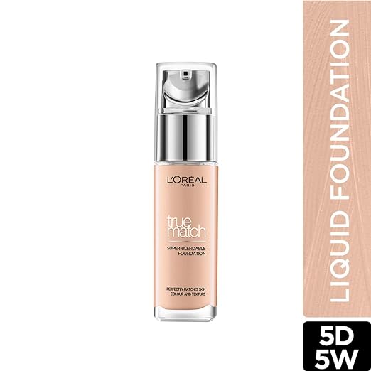 L'Oreal Paris True Match Super Blendable Liquid Foundation with Matte, Natural Finish (Golden Sand 5D5W, 30ml) Matte & Natural Finish