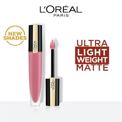 L'Oréal Paris Lipstick, Liquid Format with Matte Finish, Oil-In-Water Formula, Breathable and Lightweight Feel, Non-Flaking, 7ml