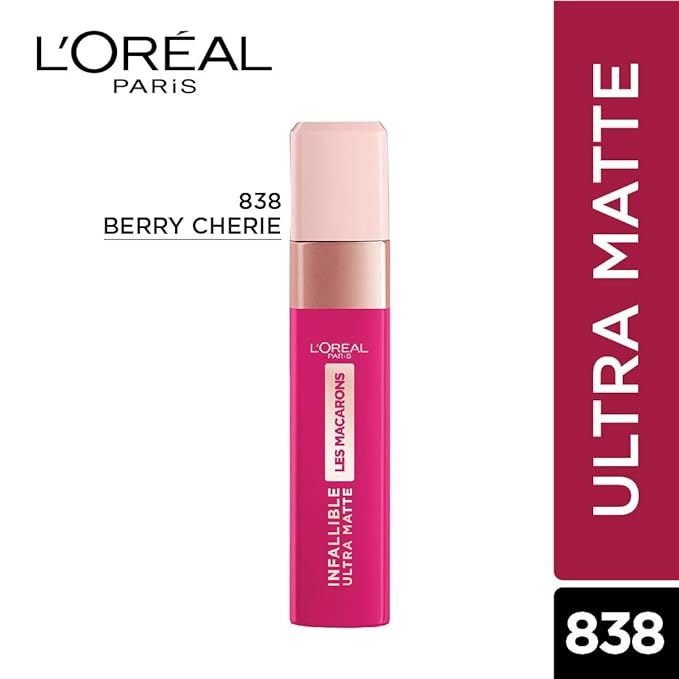 L'Oreal Paris Infallible Ultra Matte Liquid Lipstick, Les Macarons, 838 Berry Cherie, 5g