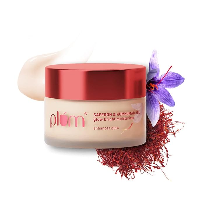 PACK OF 2 Plum Saffron & Kumkumadi Oil Glow Bright Moisturizer | With SPF 35 | Brightens Skin & Enhances Glow | Fights Dark Spots & Dull Skin | UVA & UVB Protection | All Skin Types | 100% Vegan | 50 gm