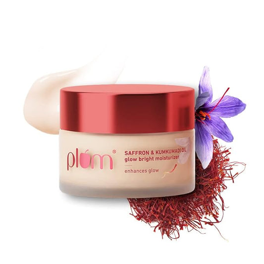 PACK OF 2 Plum Saffron & Kumkumadi Oil Glow Bright Moisturizer | With SPF 35 | Brightens Skin & Enhances Glow | Fights Dark Spots & Dull Skin | UVA & UVB Protection | All Skin Types | 100% Vegan | 50 gm