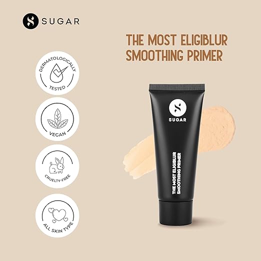 SUGAR Cosmetics - The Most Eligiblur - Smoothing Primer - Full Coverage Primer with Super Matte Finish, Cream Finish Primer, Suitable for All Skin Types