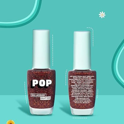 SUGAR POP Nail Lacquers Glitter – 09 Ruby Glaze (Red Glitter) | Dries in 45 seconds |Chip-resistant | Glossy Finish | High Shine | Glitter Nail Polish for Women