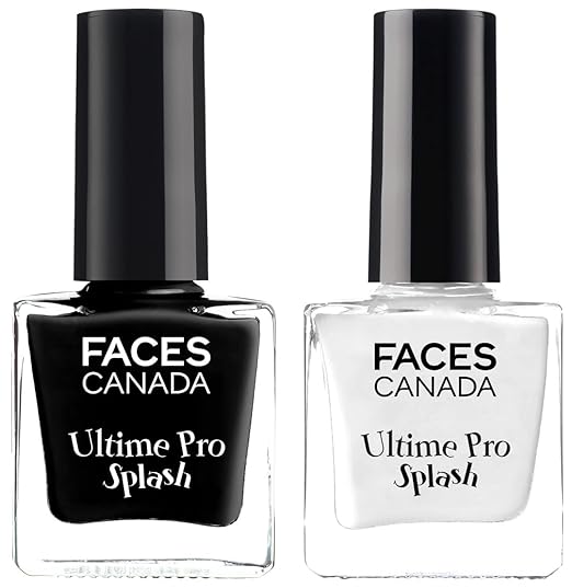 Faces Canada Splash Nail Enamel Set of 2 - White O White & Black Beauty (16ml)