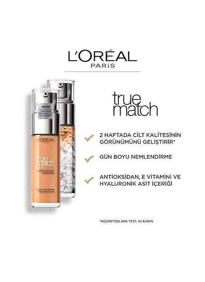 L'Oreal Paris True Match Super Blendable Liquid Foundation with Matte, Natural Finish (Golden Amber 7D7W, 30ml) Matte & Natural Finish