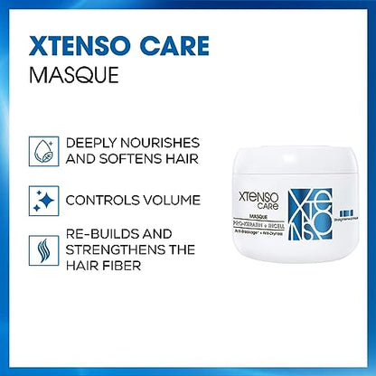 Pack of 2 L'Oréal Professionnel Xtenso Care Shampoo + Masque for Straightened Hair, Smoothens, Nourishes & Strengthens Hair with Pro-Keratin & Incell, 250ml & 196g