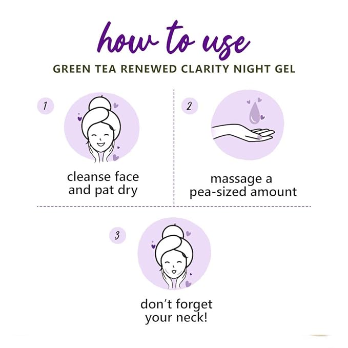 PACK OF 2 Plum Green Tea Renewed Clarity Night Gel Mini | Hydrates Skin & Fights Acne | Lightweight, Quick-Absorbing, Non-Sticky Gel Texture | With Willow Bark & Glycolic Acid | Oily, Acne-Prone Skin | 100% Vegan