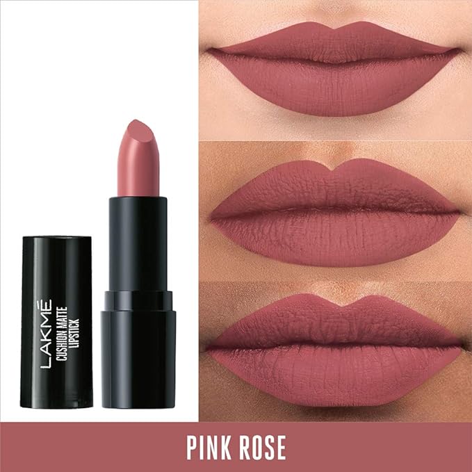 Lakmé Cushion Matte Lipstick, Pink Rose, 4.5 g