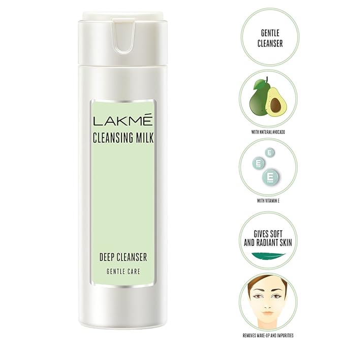 LAKMÉ Gentle & Soft Deep Pore Cleanser, With Avocado, Removes Makeup And Impurities, Cleansing Milk For Soft And Glowing Skin, 120 ml