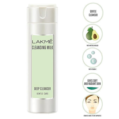 LAKMÉ Gentle & Soft Deep Pore Cleanser, With Avocado, Removes Makeup And Impurities, Cleansing Milk For Soft And Glowing Skin, 120 ml