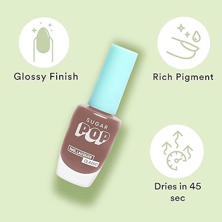 SUGAR POP Nail Lacquer - 29 Brown Town (Neutral Brown) 10 Ml - Dries In 45 Seconds - Quick-Drying, Chip-Resistant, Long-Lasting. Glossy Finish High Shine Nail Enamel/Polish For Women.