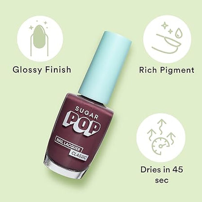 SUGAR POP Nail Lacquer - 14 Berry Me (Mauve Pink) 10 Ml - Dries In 45 Seconds - Quick-Drying, Chip-Resistant, Long-Lasting. Glossy Finish High Shine Nail Enamel/Polish For Women.