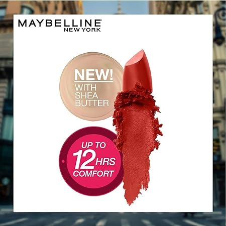 Maybelline New York Matte Lipstick, Intense Colour, Moisturised Lips, Color Sensational Creamy Matte, Chilli Nude 3.9g