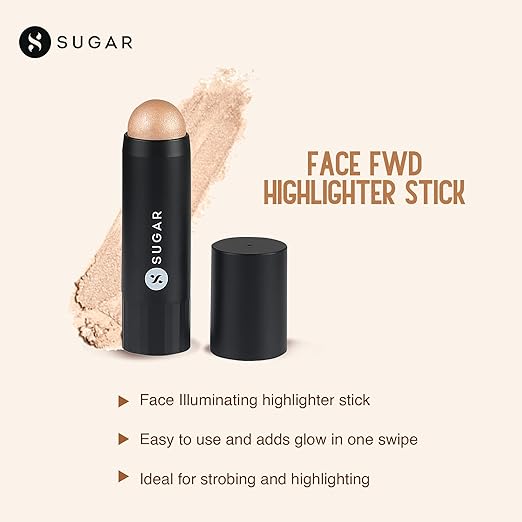 SUGAR Cosmetics - Face Fwd >> - Highlighter Stick - 01 Champagne Champion - Illuminating, Longlasting Formula, Lightweight Highlighter