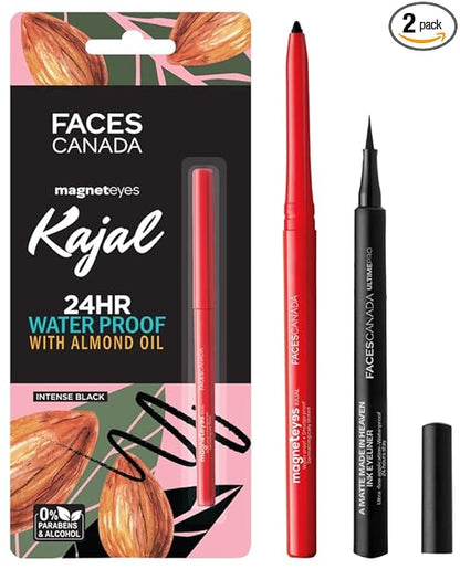 FACES CANADA Ultime Pro A Matte Made in Heaven Ink Eyeliner - Black, 1.2 ml& FACES CANADA Magneteyes Kajal - Black, 0.35g