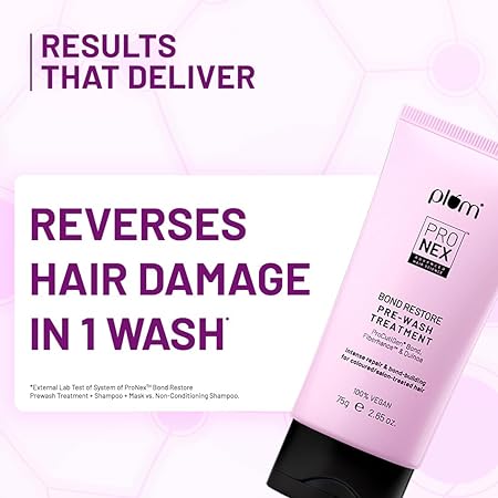 Plum ProNexTM Bond Restore Pre-Wash Treatment | With Patented Technology - Fiberhance®, ProCutiGen® Bond & Quinoa extract | Strengthens Damaged Hair Bonds, Deep Fiber Restoration