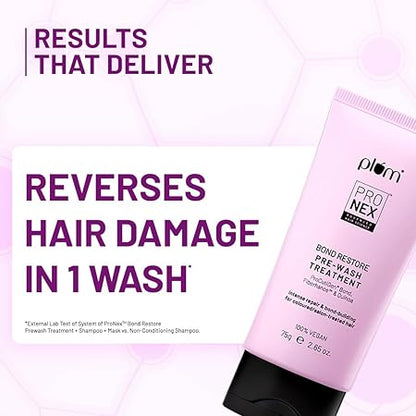 Plum ProNexTM Bond Restore Pre-Wash Treatment | With Patented Technology - Fiberhance®, ProCutiGen® Bond & Quinoa extract | Strengthens Damaged Hair Bonds, Deep Fiber Restoration