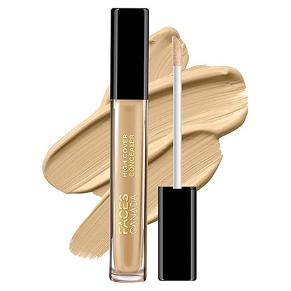 FACES CANADA High Cover Concealer - Sand Beige 01, 4ml | High Coverage Liquid Concealer | Blends Easily | Natural Finish | Covers Spots, Blemishes & Dark Circles | With Shea Butter & Vitamin E