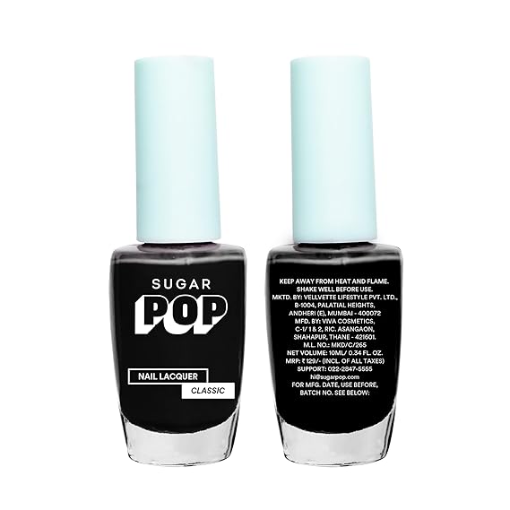 SUGAR POP Nail Lacquer - 21 Black Berry & 31 Ivory Supreme – 10 ml - Dries in 45 seconds - Quick-drying, Chip-resistant, Long-lasting. Glossy high shine Nail Enamel/Polish for women.