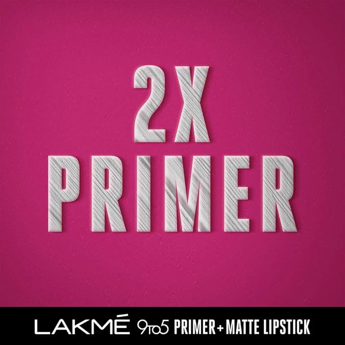 Lakme 9 To 5 Primer + Matte Lipstick, Matte Finish, Lightweight Lipstick, Lasts For 16Hrs, Nourishes Lips & Great For Daily Use, Burgundy Passion, 3.6g