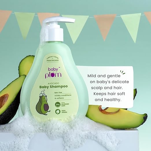 Baby Plum Avocado Baby Shampoo | Clinically Tested by Pediatricians | with Chamomile & Vitamin B5 | Tested Allergen Safe | 200 ml | 0-4 years